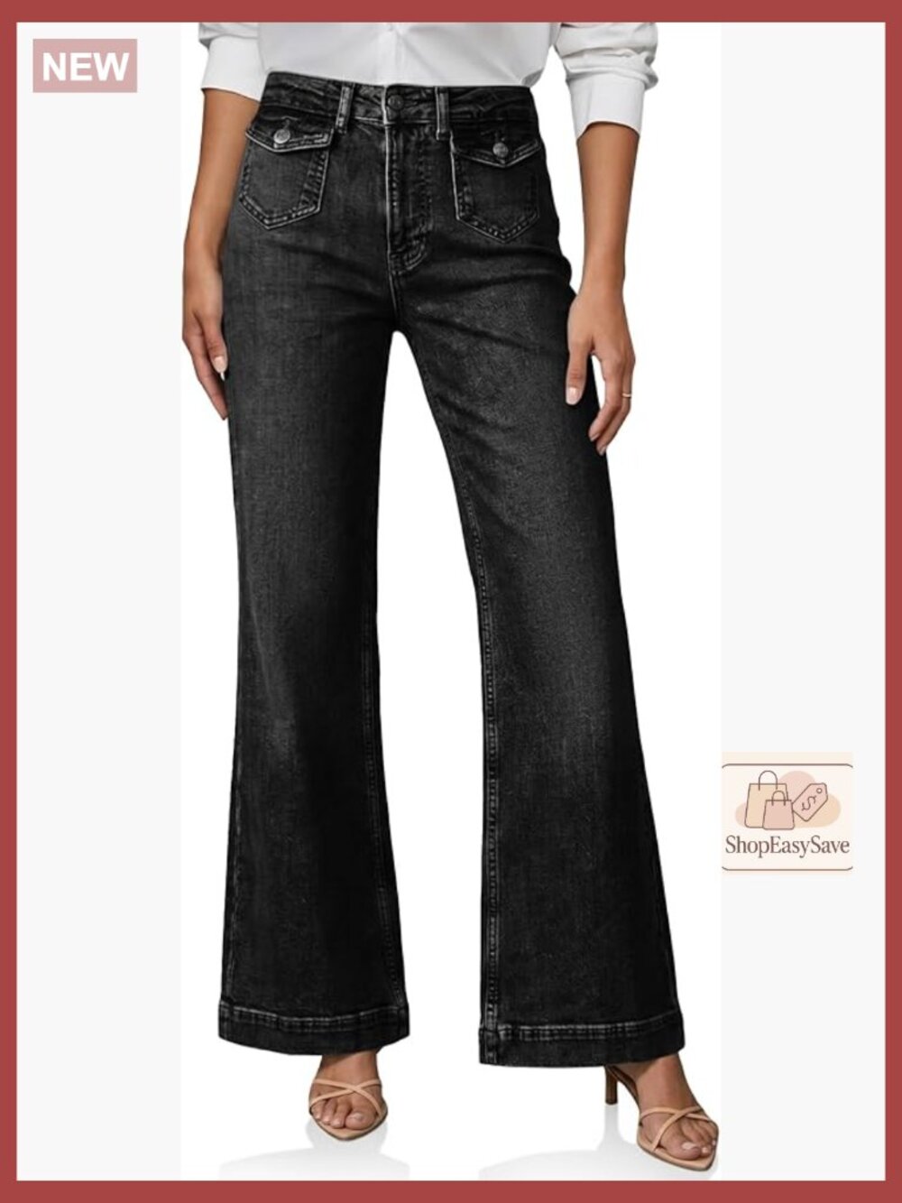 High Waisted Wide Leg Baggy Jeans Trendy Vintage Denim Pants with Pockets